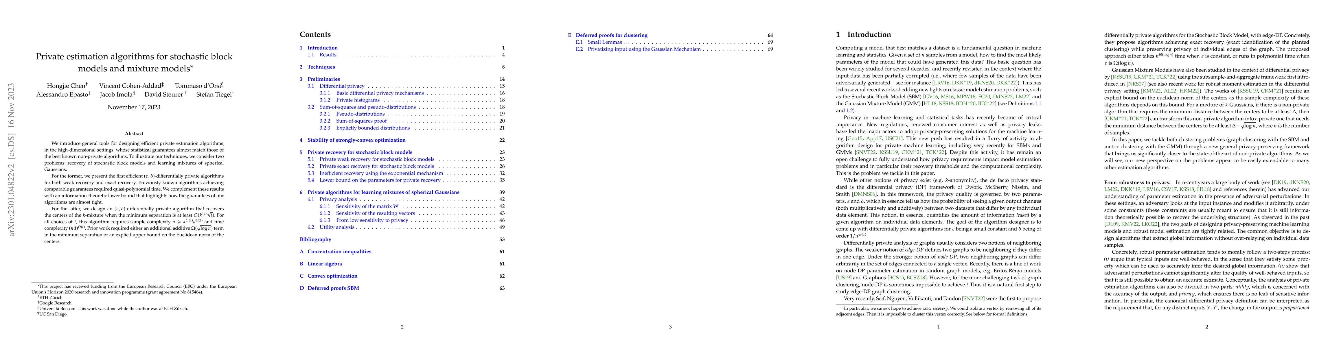 Thumbnail for Private estimation algorithms for stochastic block models and mixture
  models