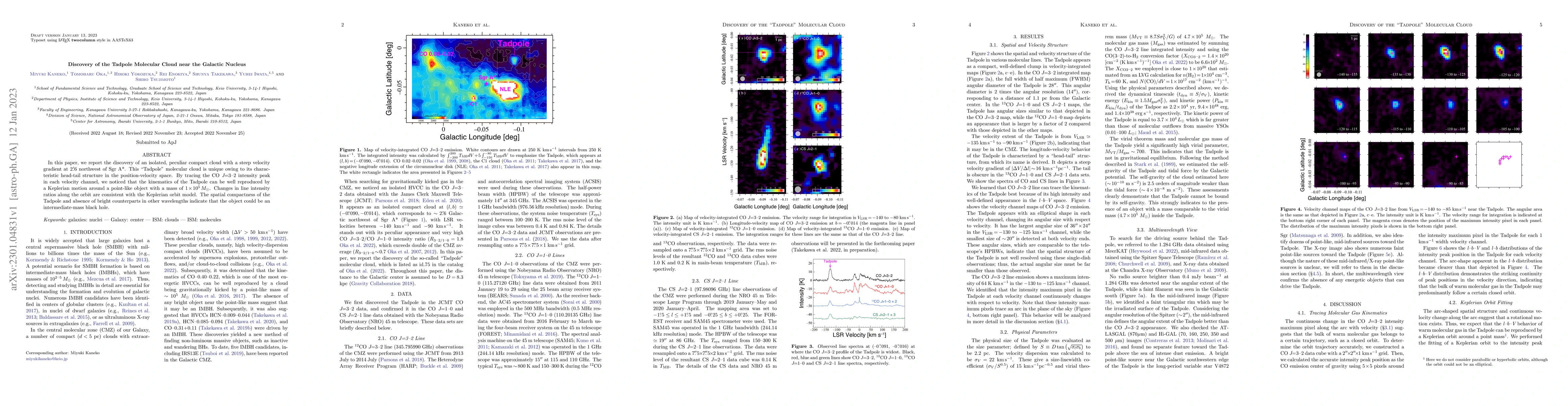 Thumbnail for Discovery of the Tadpole Molecular Cloud near the Galactic Nucleus