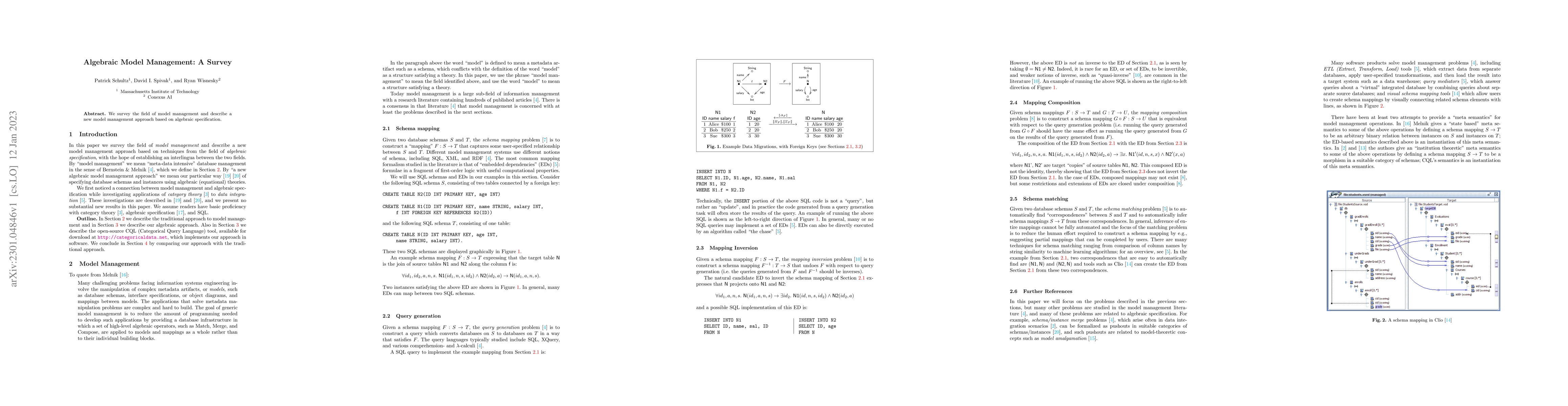 Thumbnail for Algebraic Model Management: A Survey
