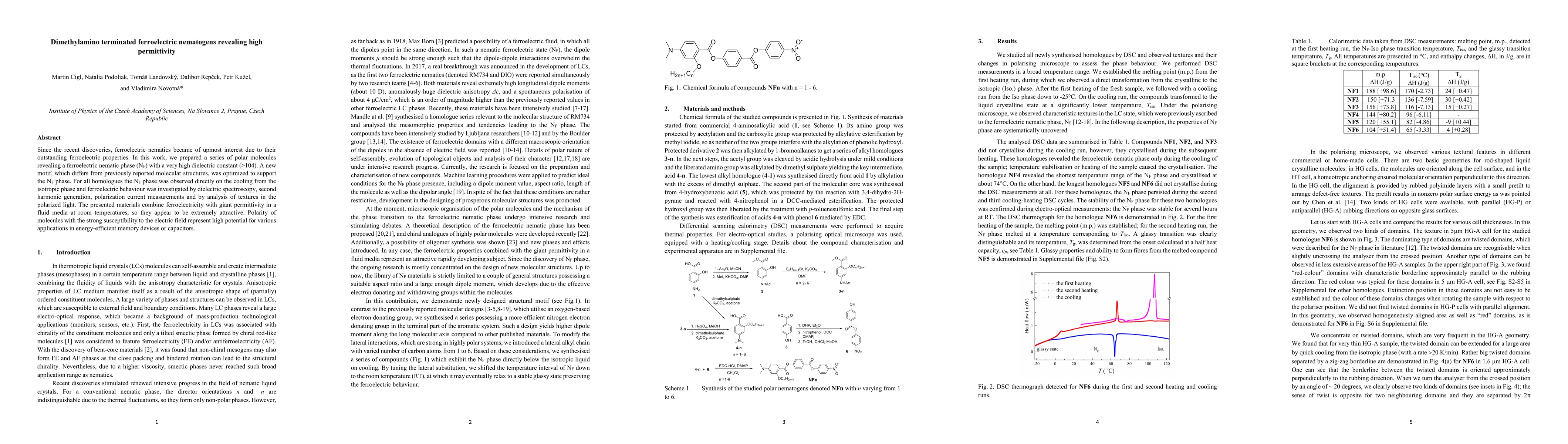 Thumbnail for Dimethylamino terminated ferroelectric nematogens revealing high
  permittivity