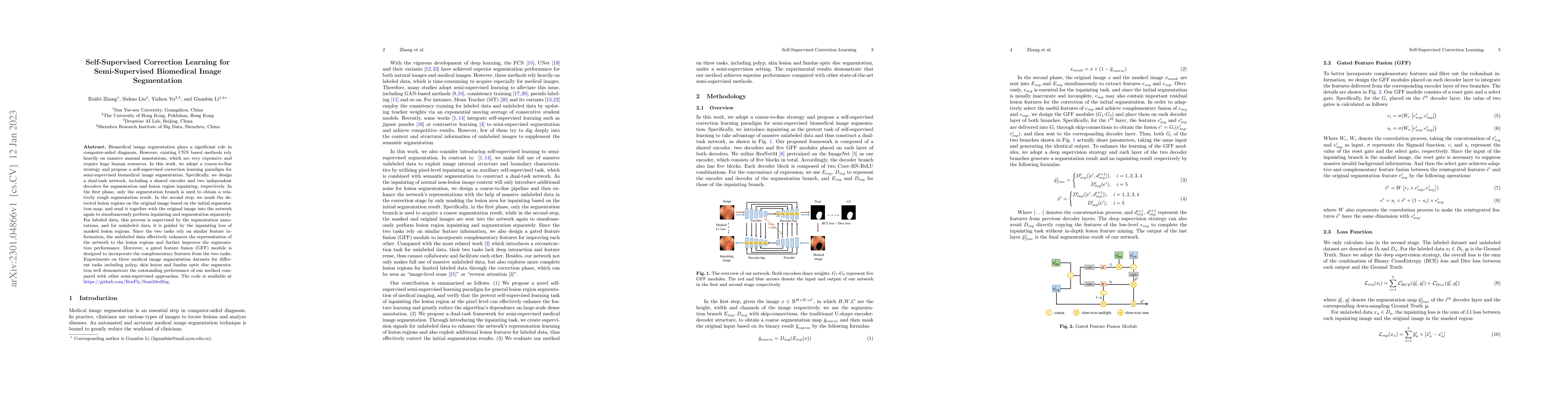 Thumbnail for Self-Supervised Correction Learning for Semi-Supervised Biomedical Image
  Segmentation