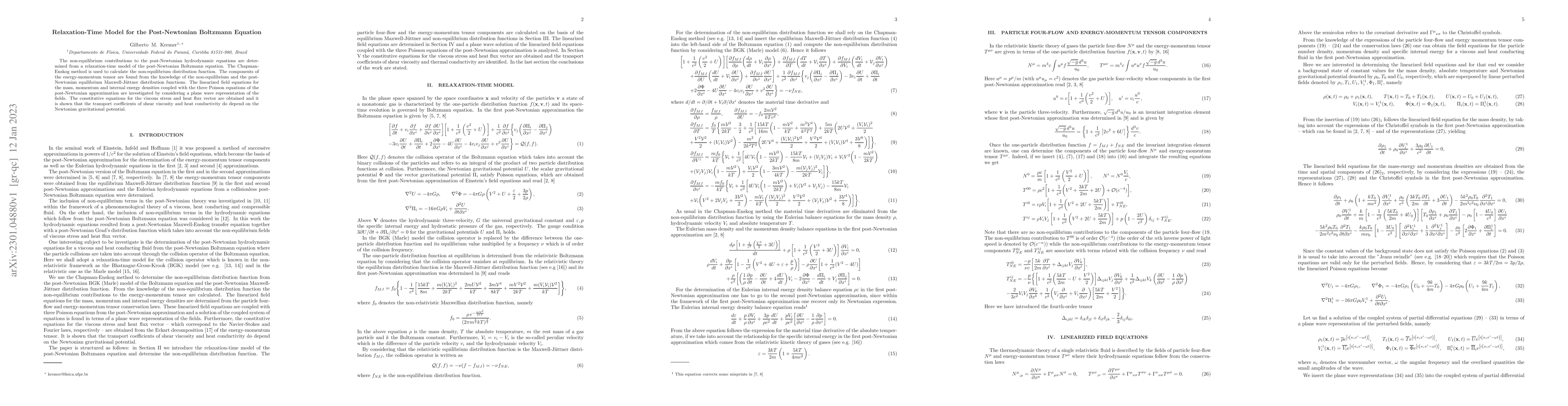 Thumbnail for Relaxation-Time Model for the Post-Newtonian Boltzmann Equation