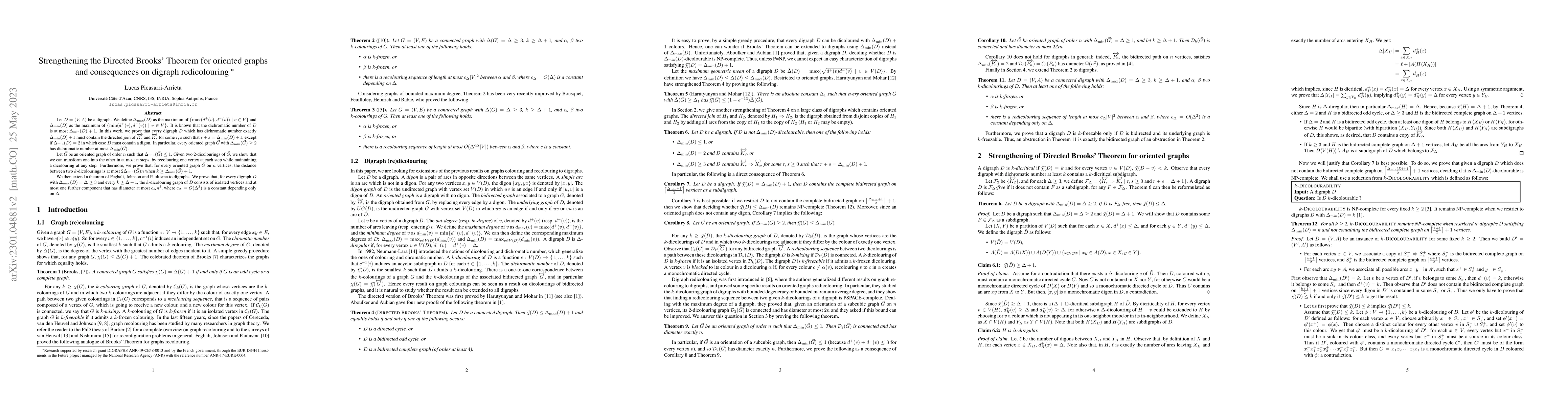 Thumbnail for Strengthening the Directed Brooks' Theorem for oriented graphs and
  consequences on digraph redicolouring
