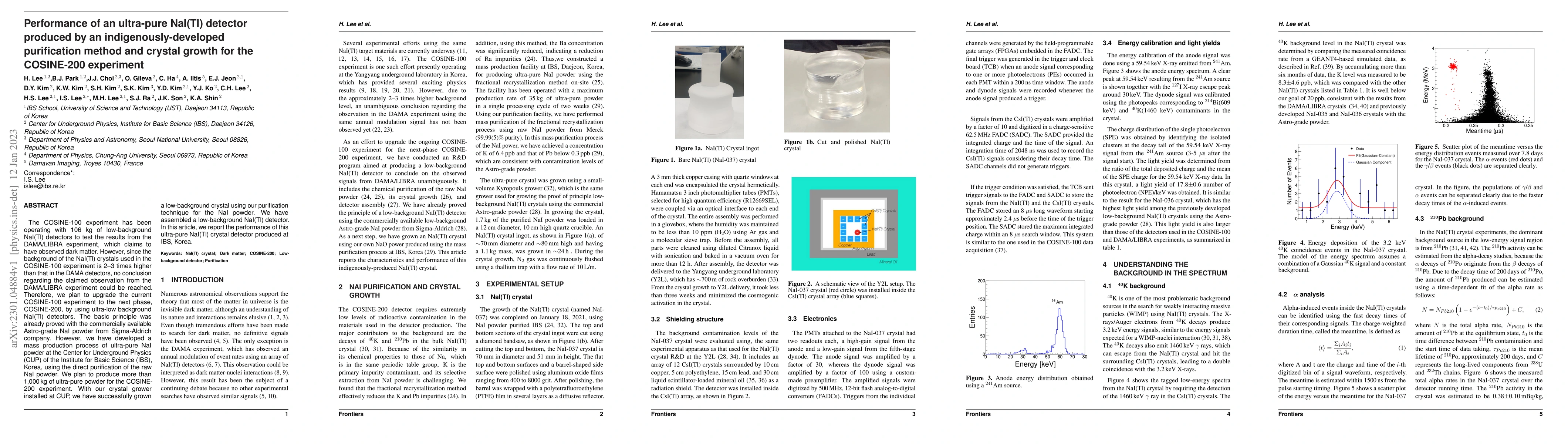 Thumbnail for Performance of an ultra-pure NaI(Tl) detector produced by an
  indigenously-developed purification method and crystal growth for the
  COSINE-200 experiment