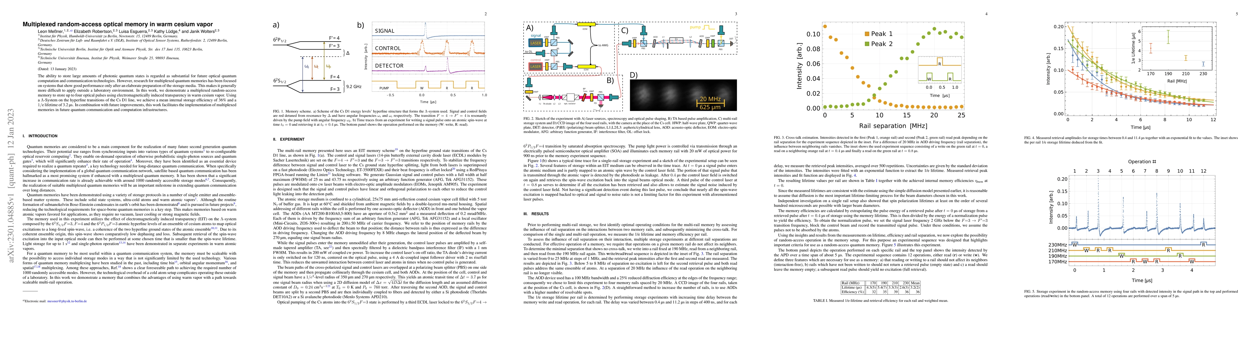 Thumbnail for Multiplexed random-access optical memory in warm cesium vapor