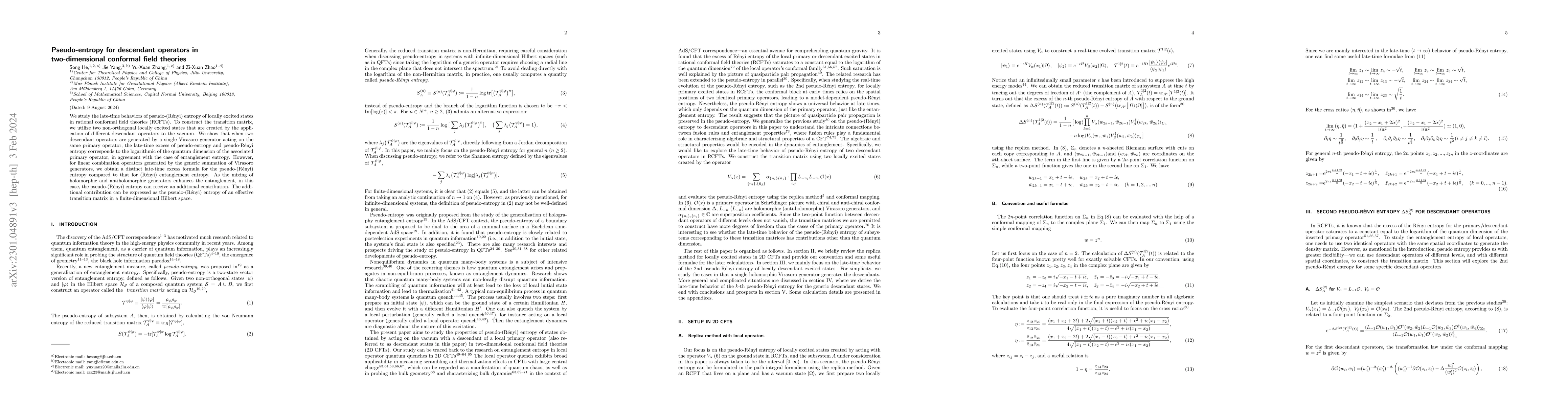 Thumbnail for Pseudo-entropy for descendant operators in two-dimensional conformal
  field theories