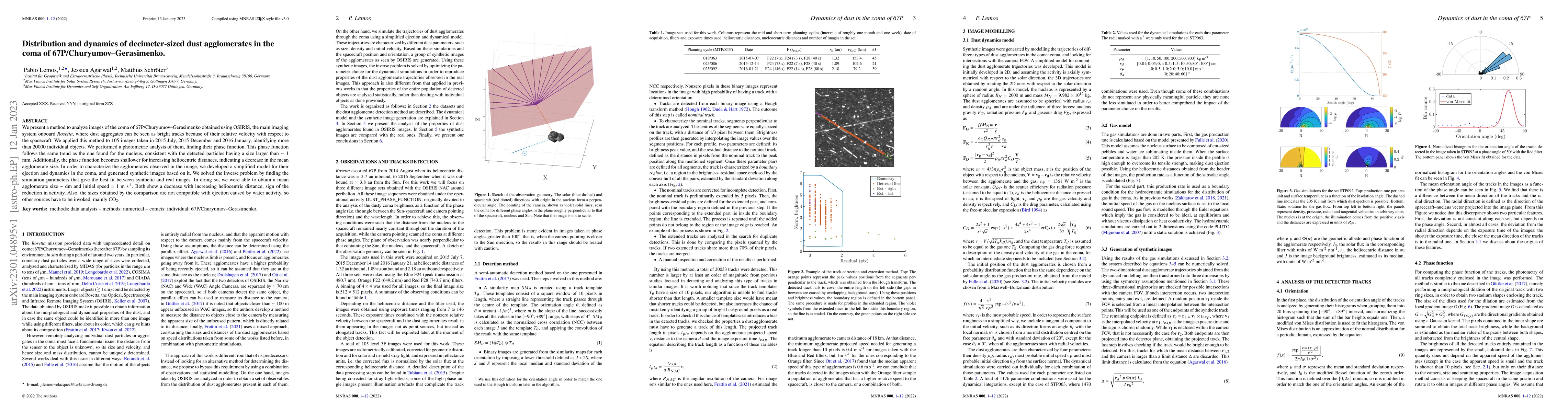 Thumbnail for Distribution and dynamics of decimeter-sized dust agglomerates in the
  coma of 67P/Churyumov-Gerasimenko