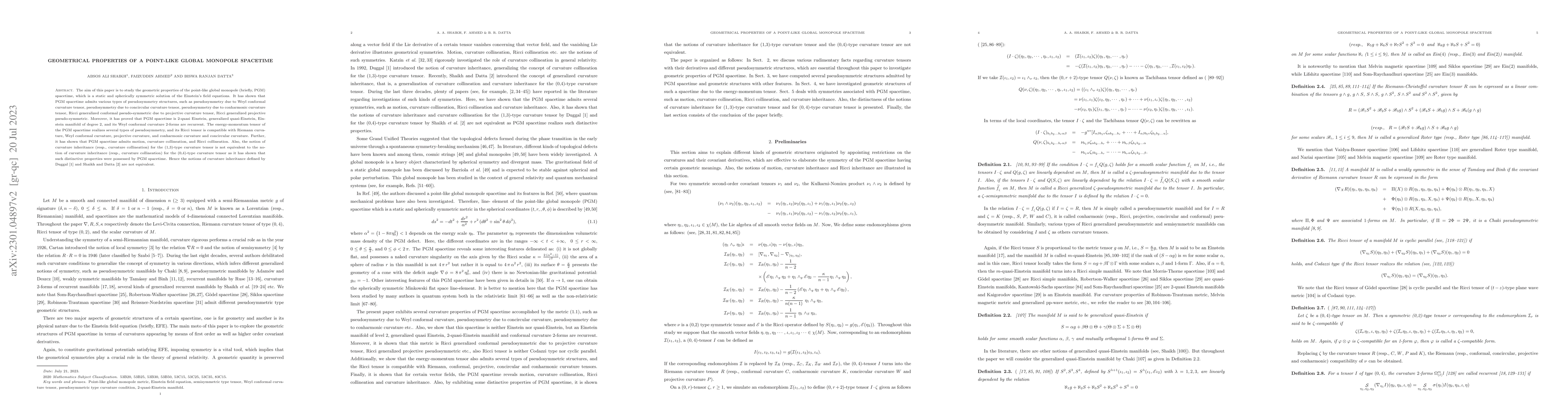 Thumbnail for Geometrical Properties of a Point-like Global Monopole Spacetime