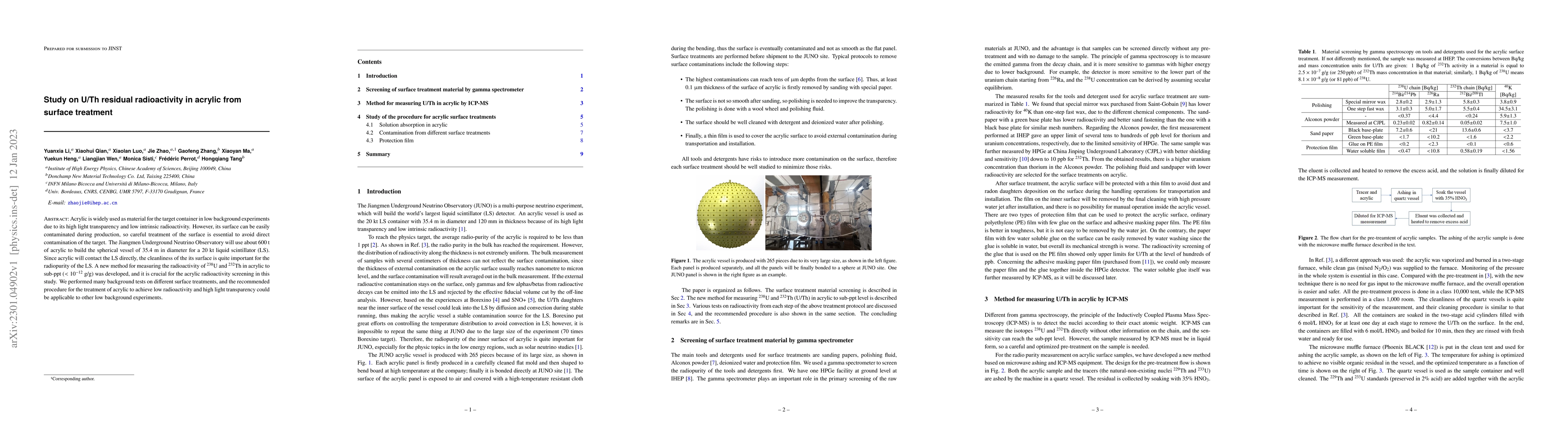 Thumbnail for Study on U/Th residual radioactivity in acrylic from surface treatment