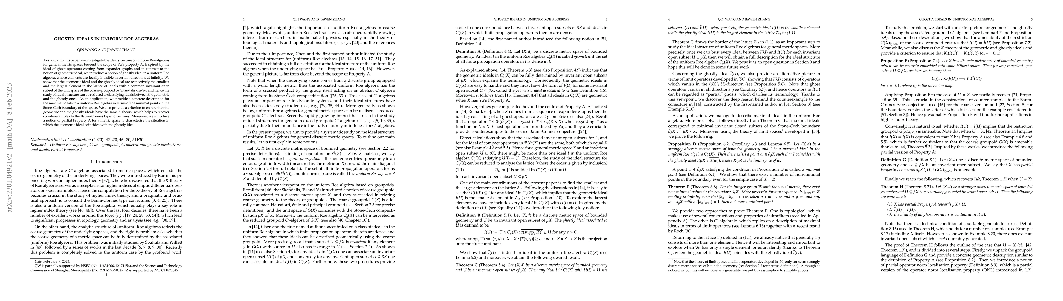 Thumbnail for Ghostly ideals in uniform Roe algebras