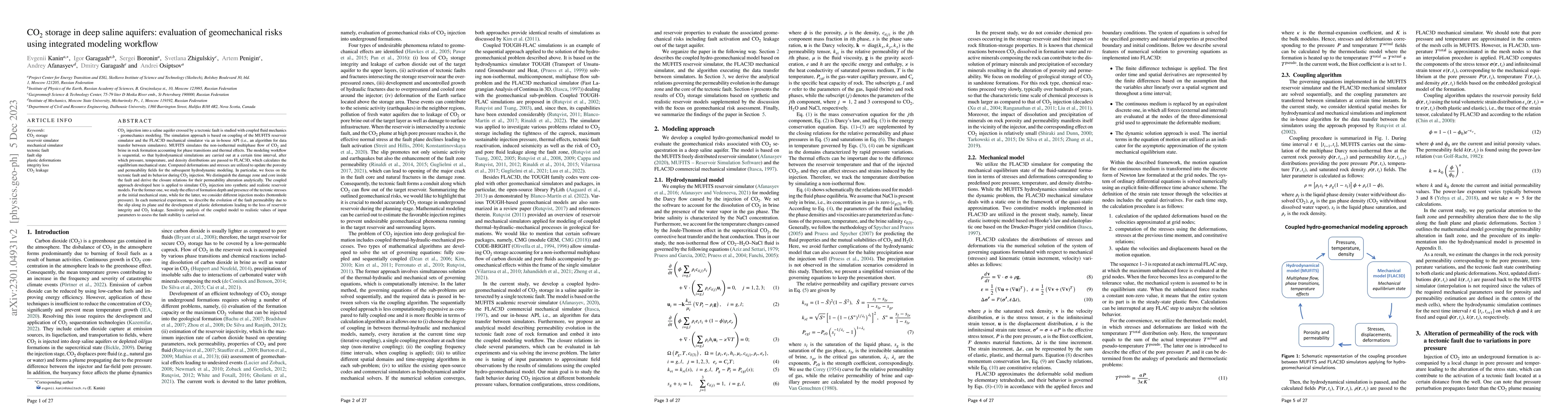 Thumbnail for CO2 storage in deep saline aquifers: evaluation of geomechanical risks
  using integrated modeling workflow