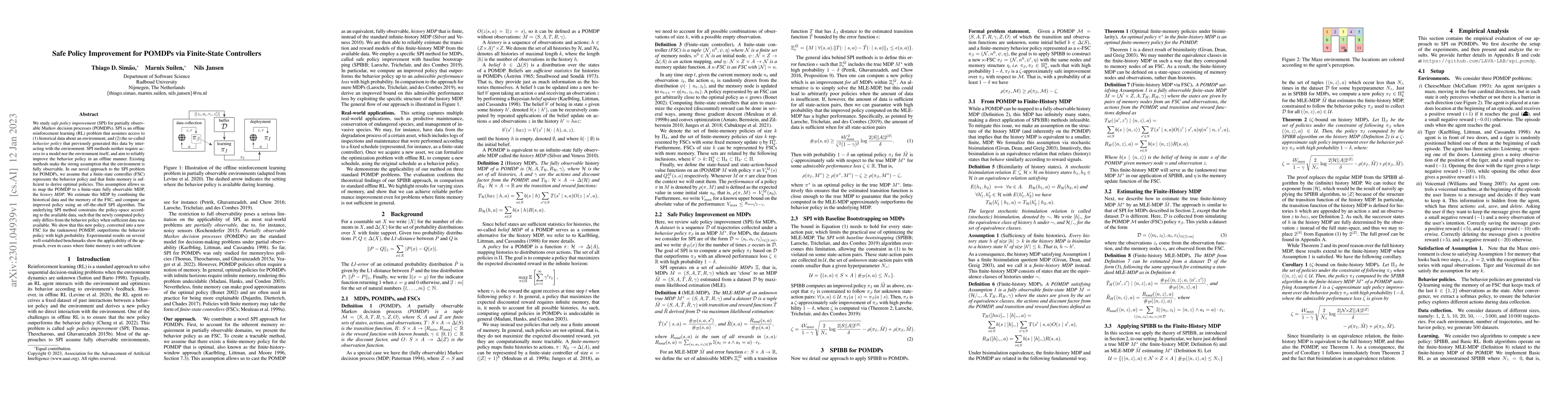 Thumbnail for Safe Policy Improvement for POMDPs via Finite-State Controllers
