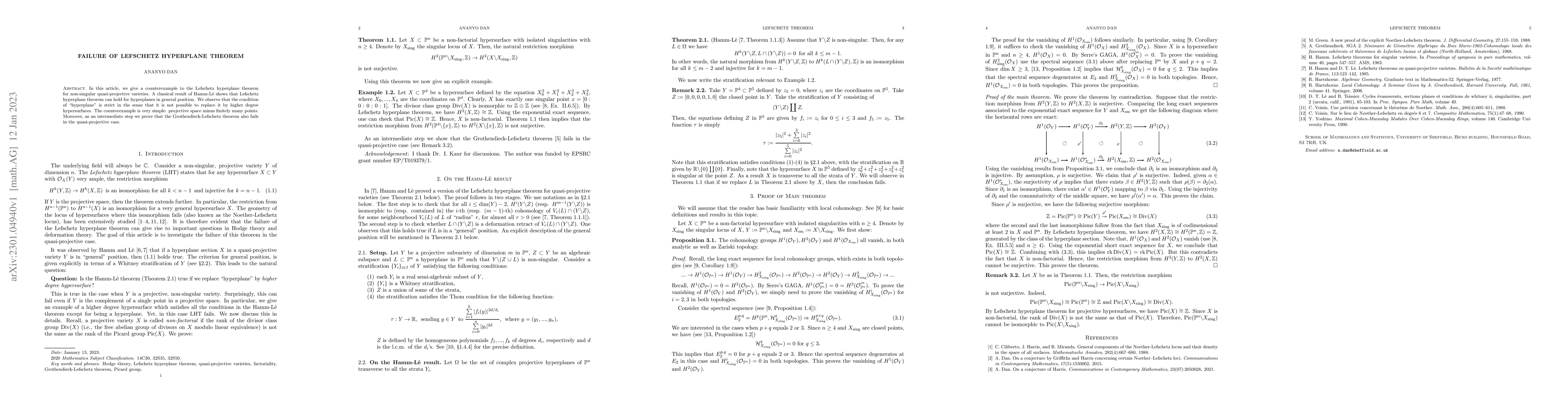 Thumbnail for Failure of Lefschetz hyperplane theorem