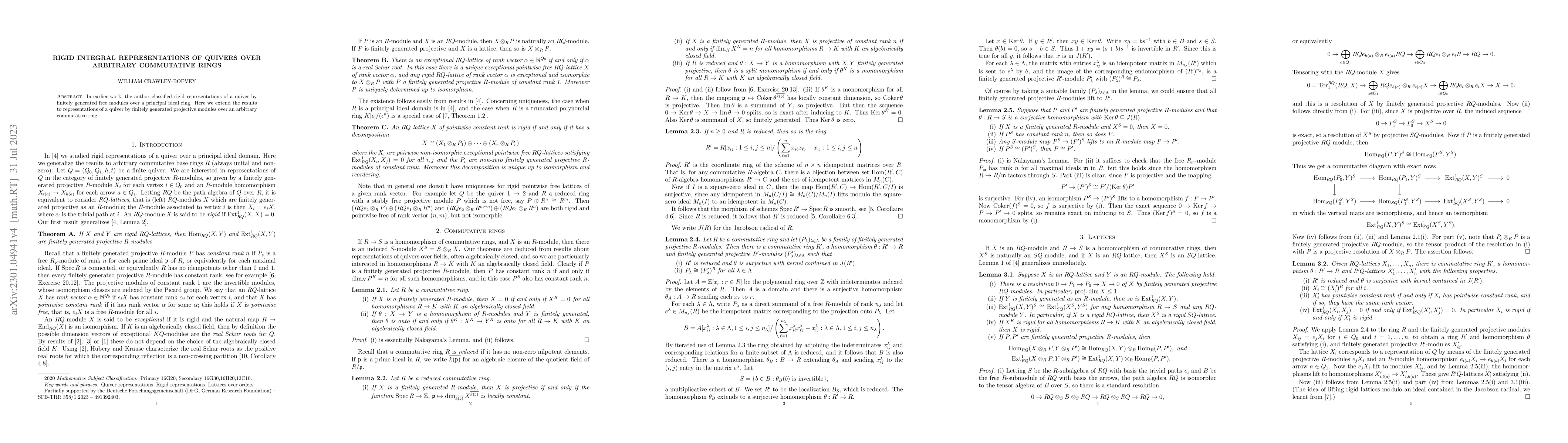 Thumbnail for Rigid integral representations of quivers over arbitrary commutative
  rings