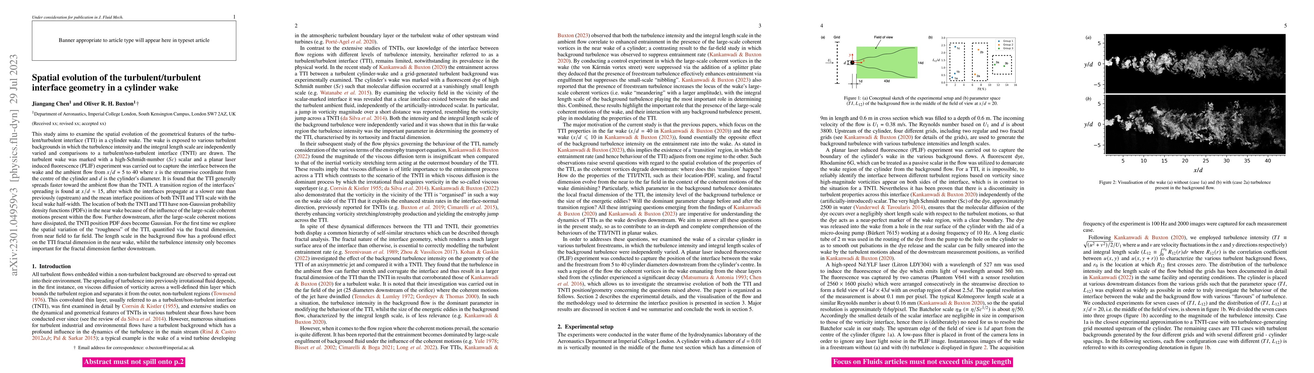 Thumbnail for Spatial evolution of the turbulent/turbulent interface geometry in a
  cylinder wake