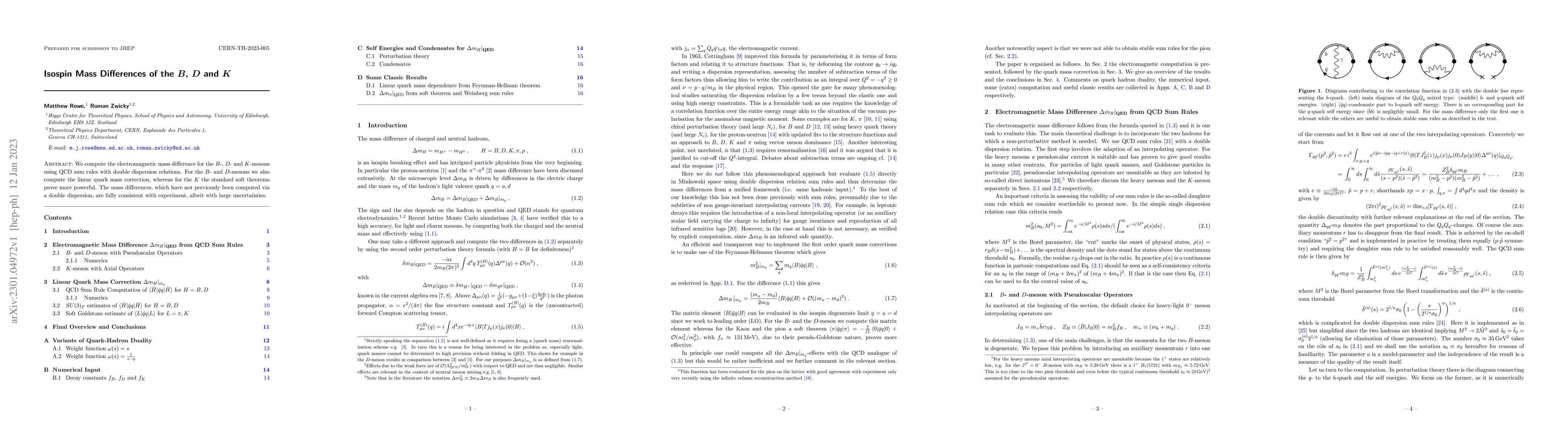 Thumbnail for Isospin Mass Differences of the $B$, $D$ and $K$