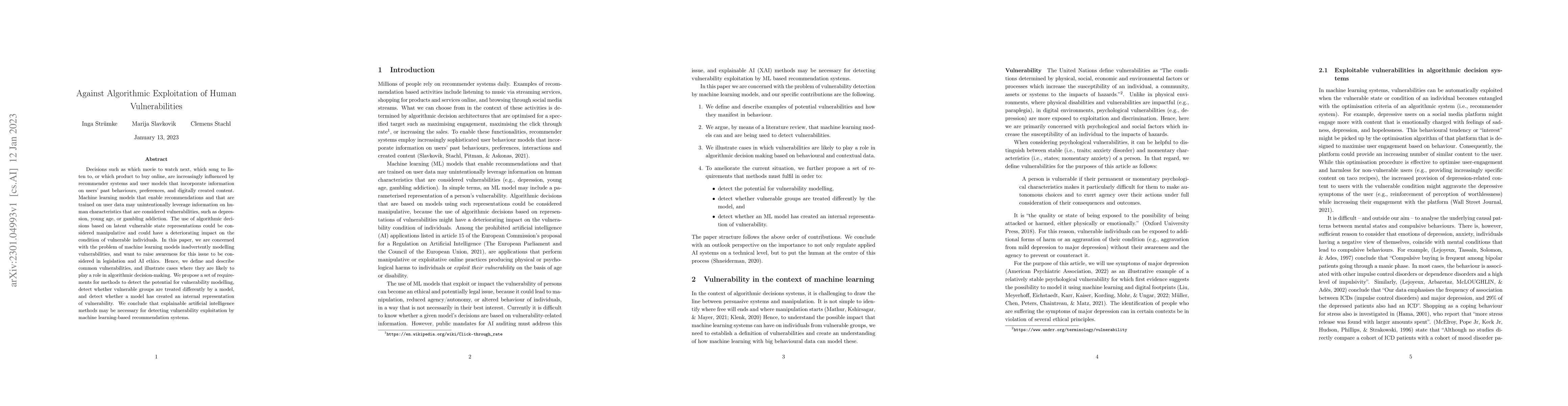 Thumbnail for Against Algorithmic Exploitation of Human Vulnerabilities