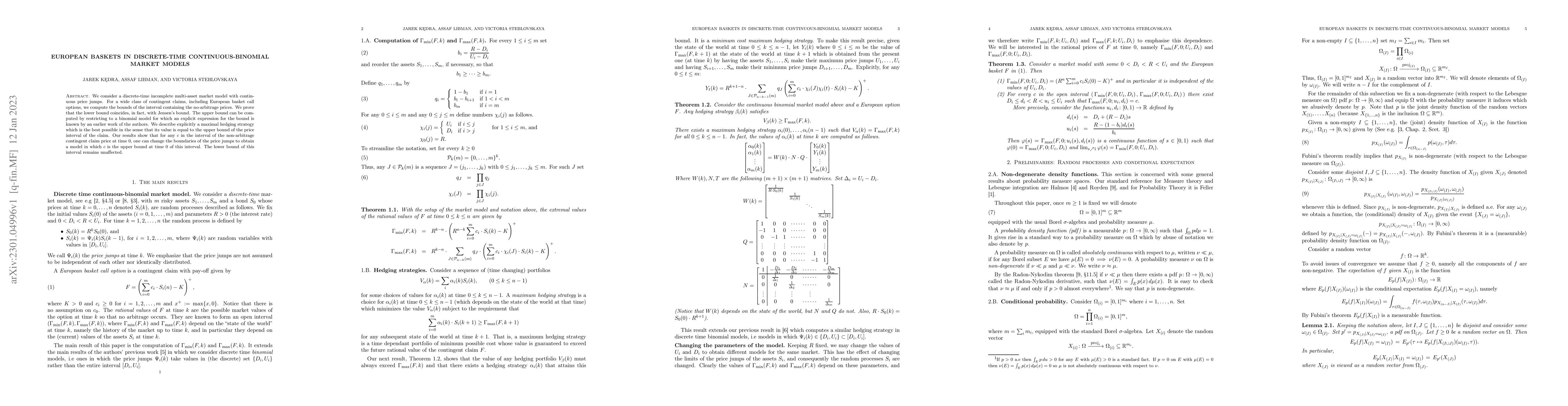 Thumbnail for European baskets in discrete-time continuous-binomial market models