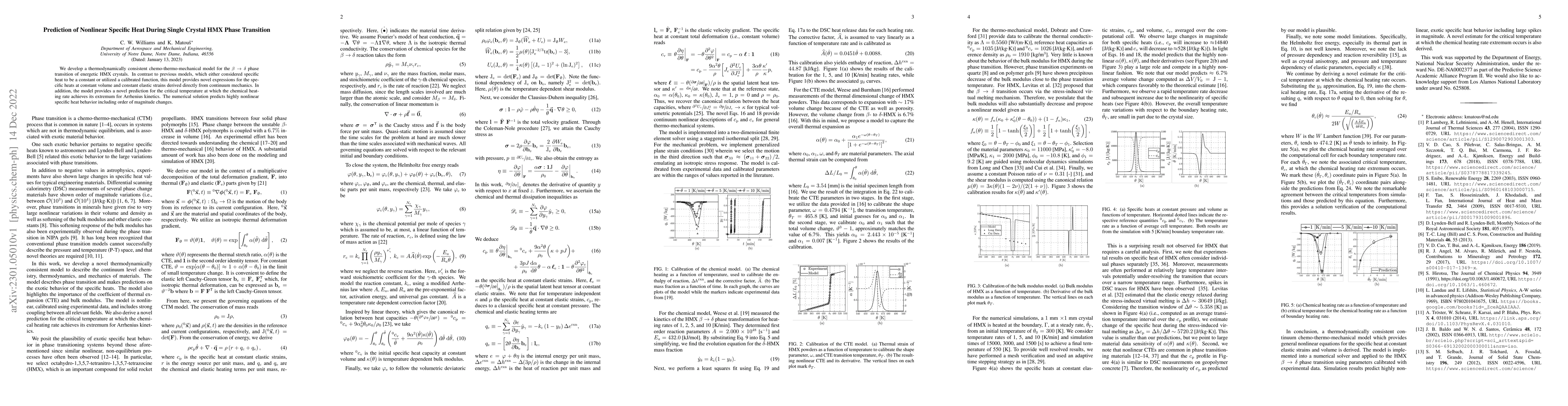 Thumbnail for Prediction of Nonlinear Specific Heat During Single Crystal HMX Phase
  Transition