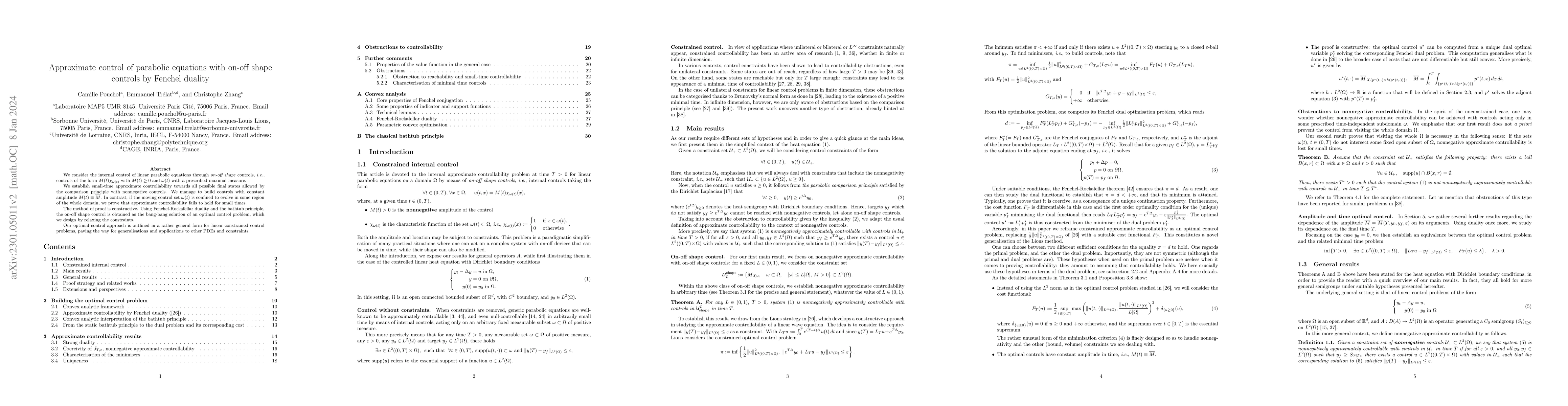 Thumbnail for Approximate control of parabolic equations with on-off shape controls by
  Fenchel duality