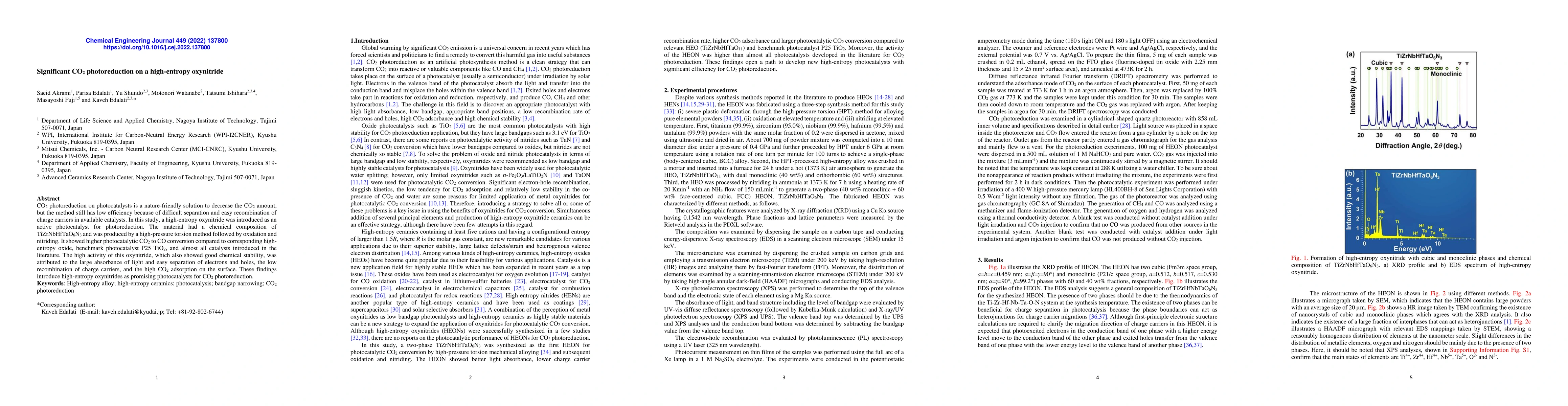Thumbnail for Significant CO2 photoreduction on a high-entropy oxynitride