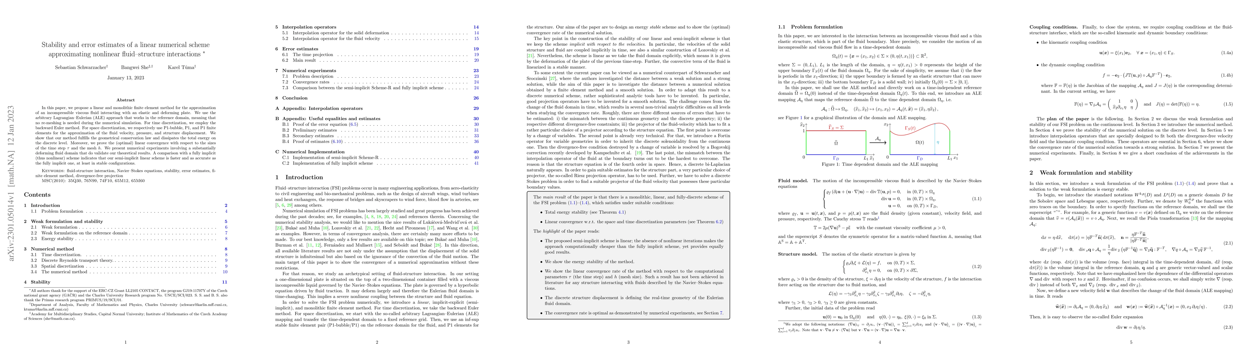 Thumbnail for Stability and error estimates of a linear numerical scheme approximating
  nonlinear fluid-structure interactions