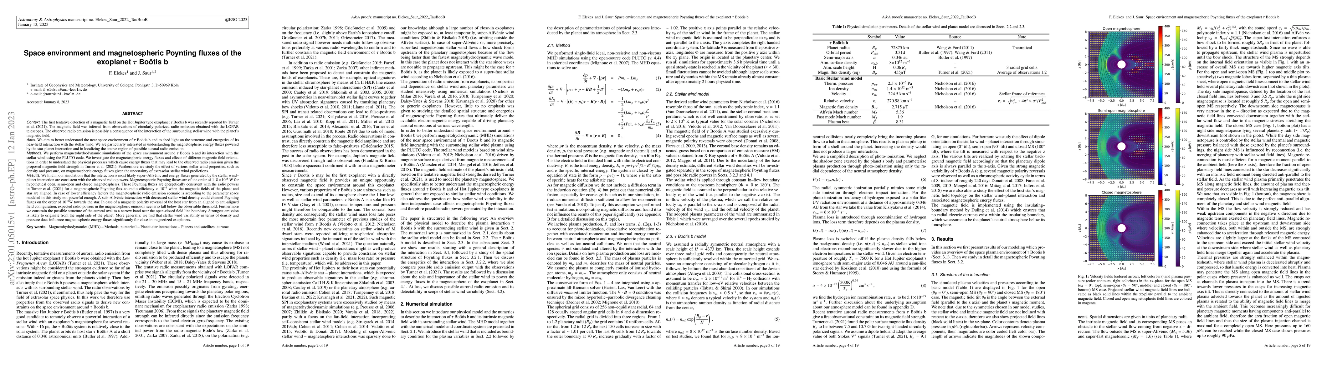 Thumbnail for Space environment and magnetospheric Poynting fluxes of the exoplanet
  $\tau$ Bo\"otis b