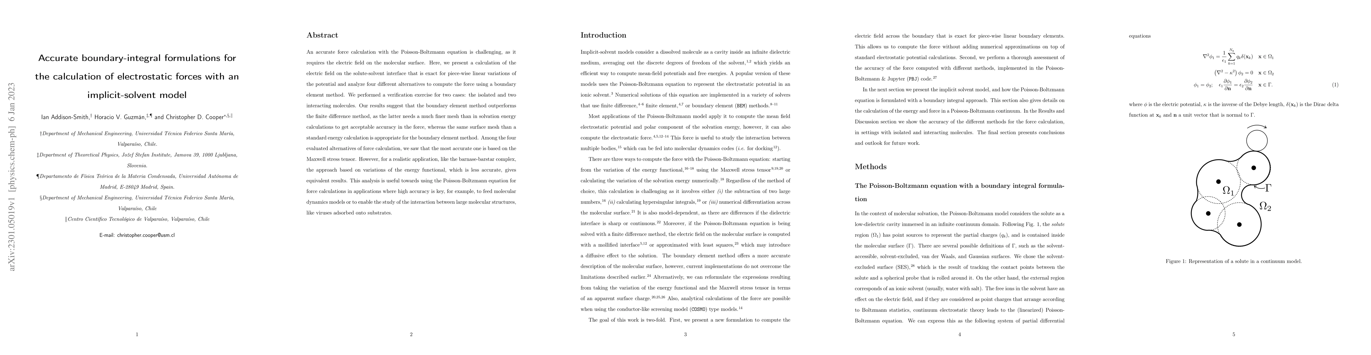 Thumbnail for Accurate boundary-integral formulations for the calculation of
  electrostatic forces with an implicit-solvent model