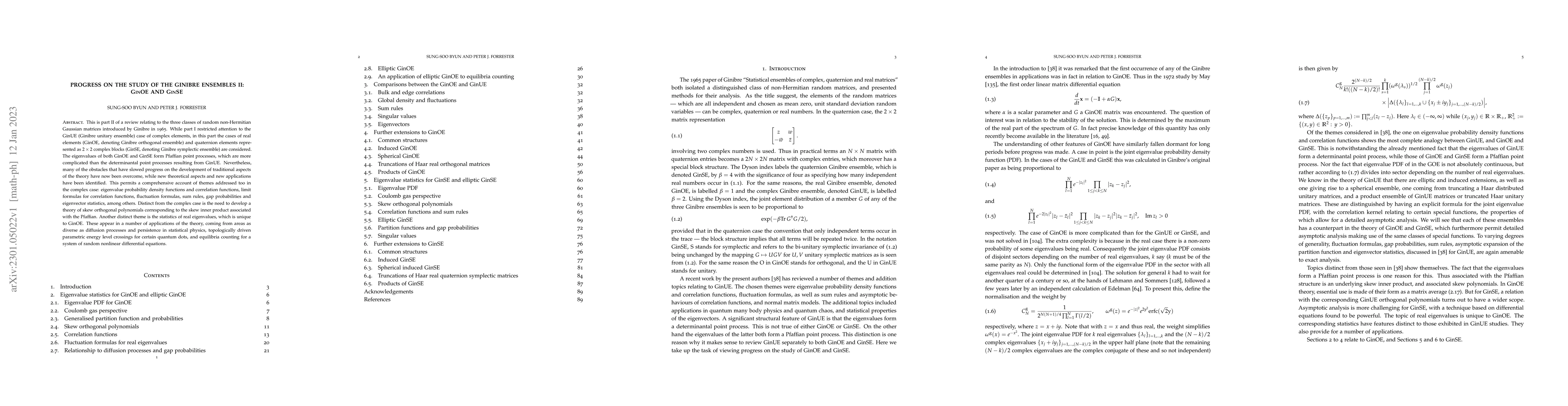 Thumbnail for Progress on the study of the Ginibre ensembles II: GinOE and GinSE