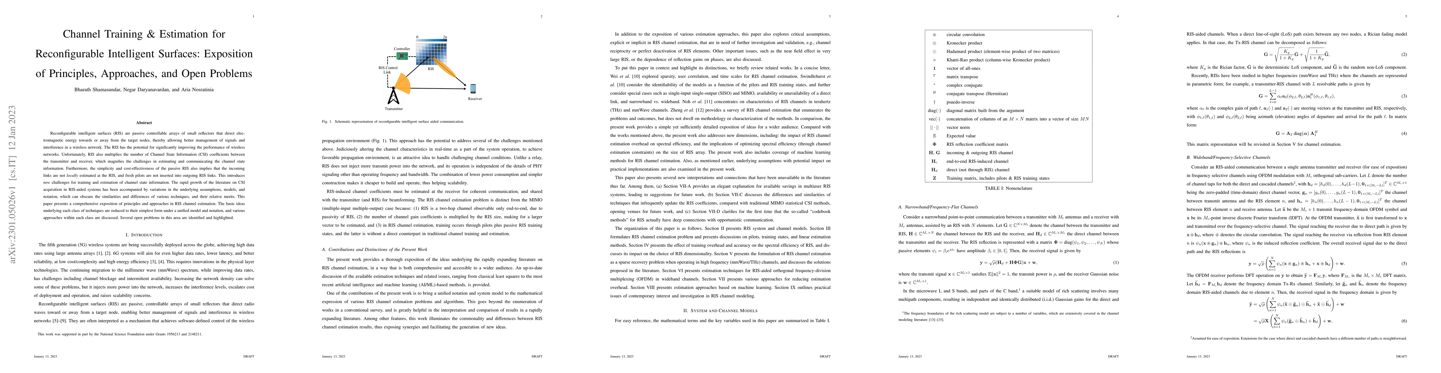 Thumbnail for Channel Training and Estimation for Reconfigurable Intelligent Surfaces:
  Exposition of Principles, Approaches, and Open Problems