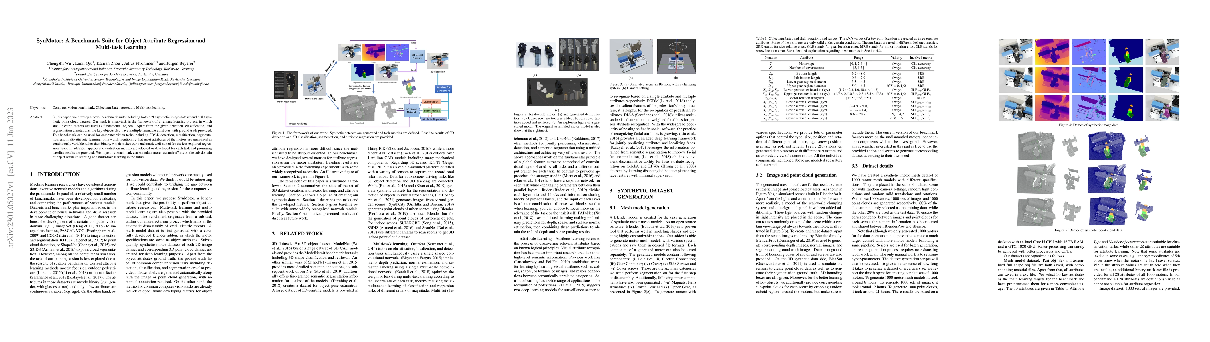Thumbnail for SynMotor: A Benchmark Suite for Object Attribute Regression and
  Multi-task Learning