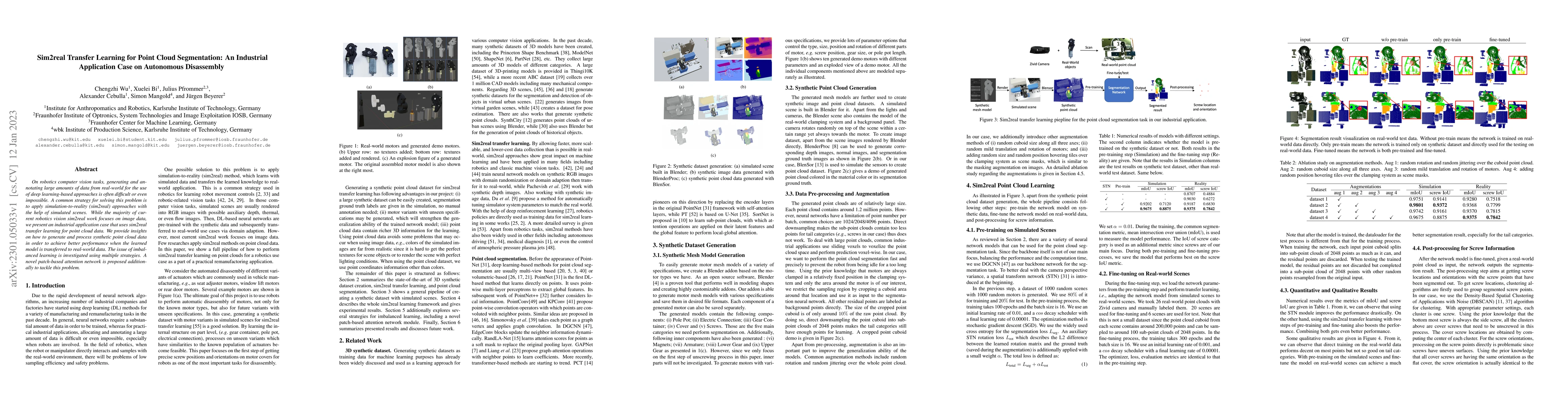 Thumbnail for Sim2real Transfer Learning for Point Cloud Segmentation: An Industrial
  Application Case on Autonomous Disassembly