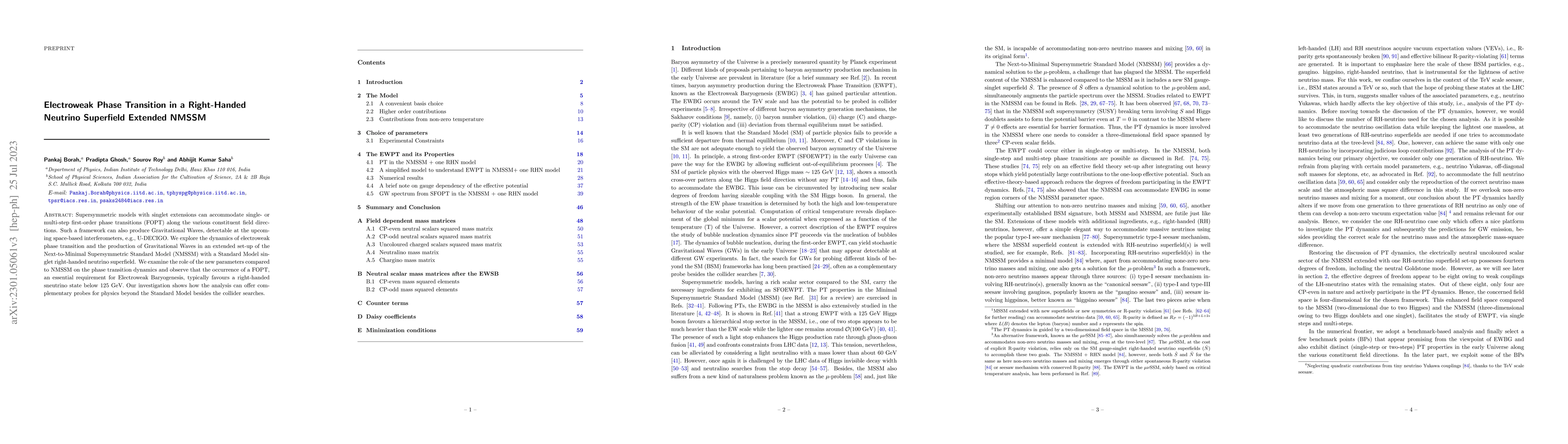 Thumbnail for Electroweak Phase Transition in a Right-Handed Neutrino Superfield
  Extended NMSSM