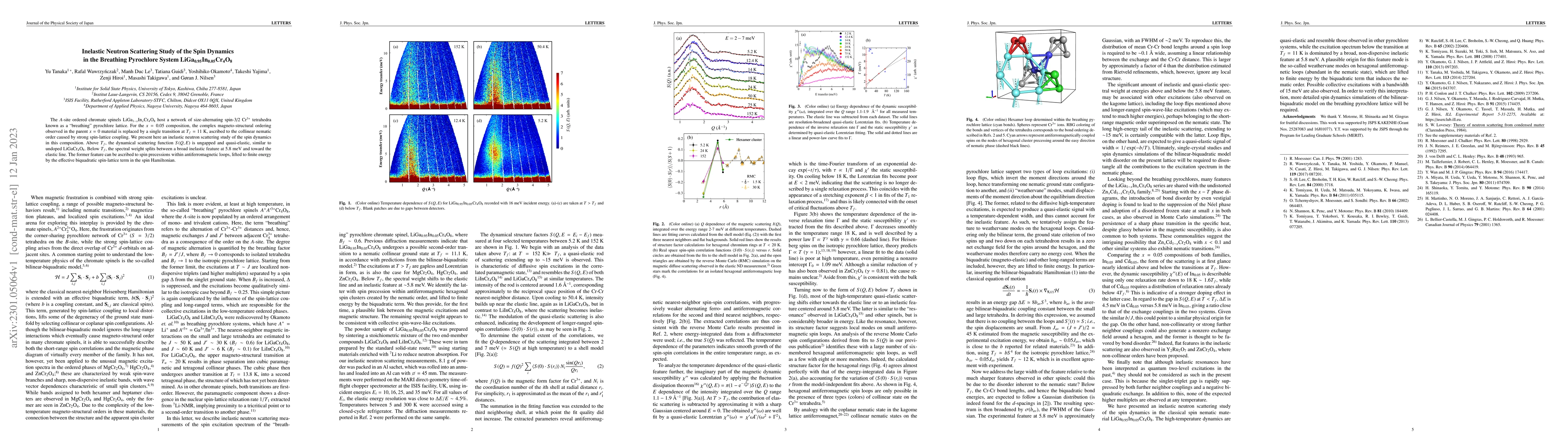 Thumbnail for Inelastic Neutron Scattering Study of the Spin Dynamics in the Breathing
  Pyrochlore System LiGa0.95In0.05Cr4O8