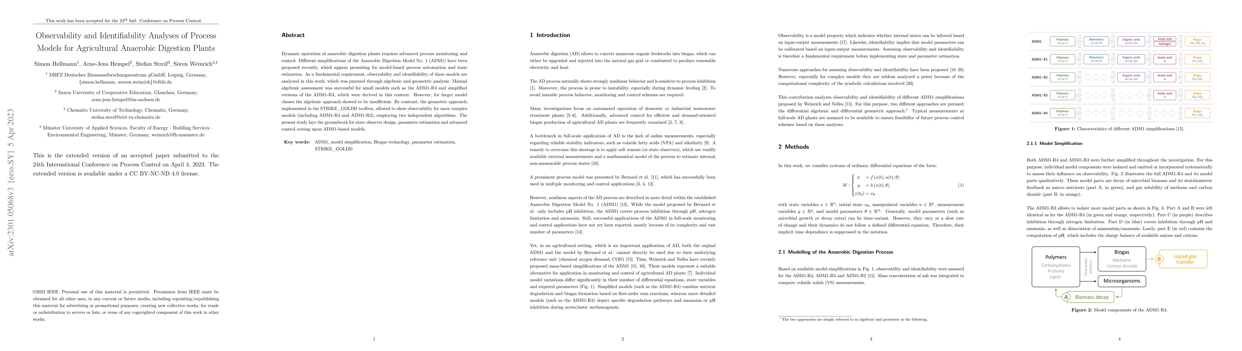 Thumbnail for Observability and Identifiability Analyses of Process Models for
  Agricultural Anaerobic Digestion Plants
