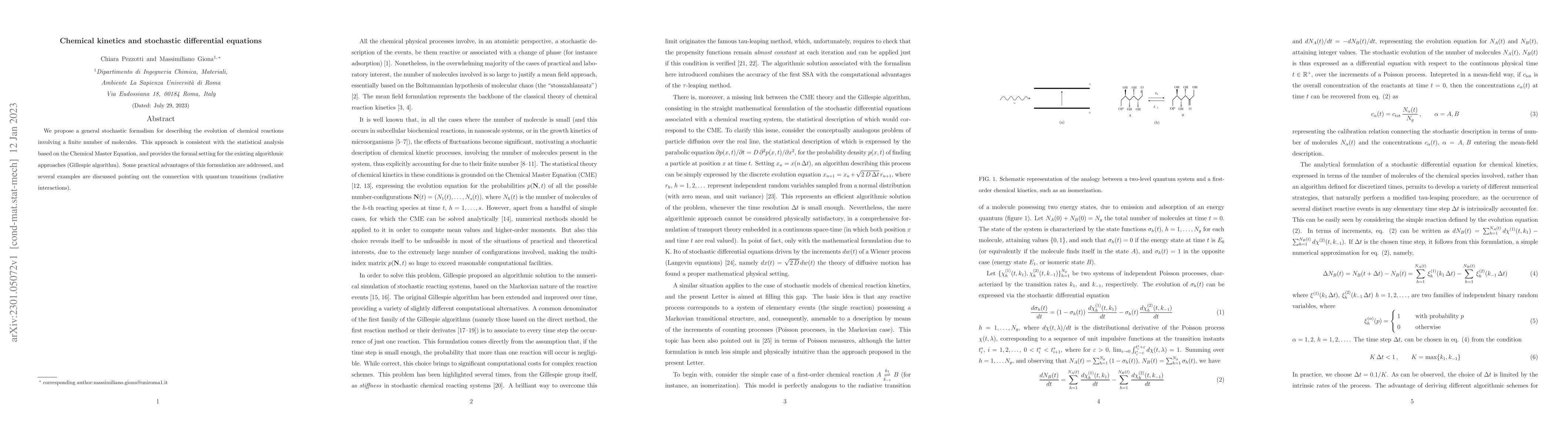 Thumbnail for Chemical kinetics and stochastic differential equations