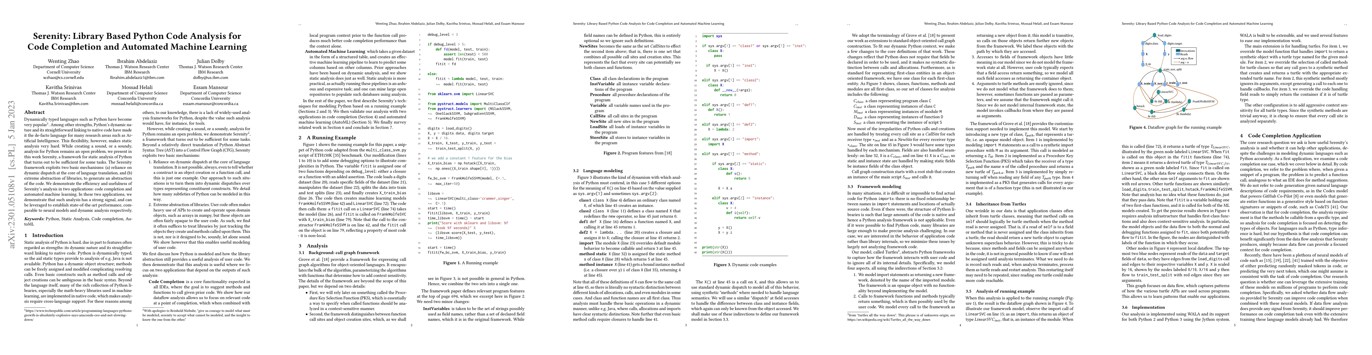 Thumbnail for Serenity: Library Based Python Code Analysis for Code Completion and
  Automated Machine Learning