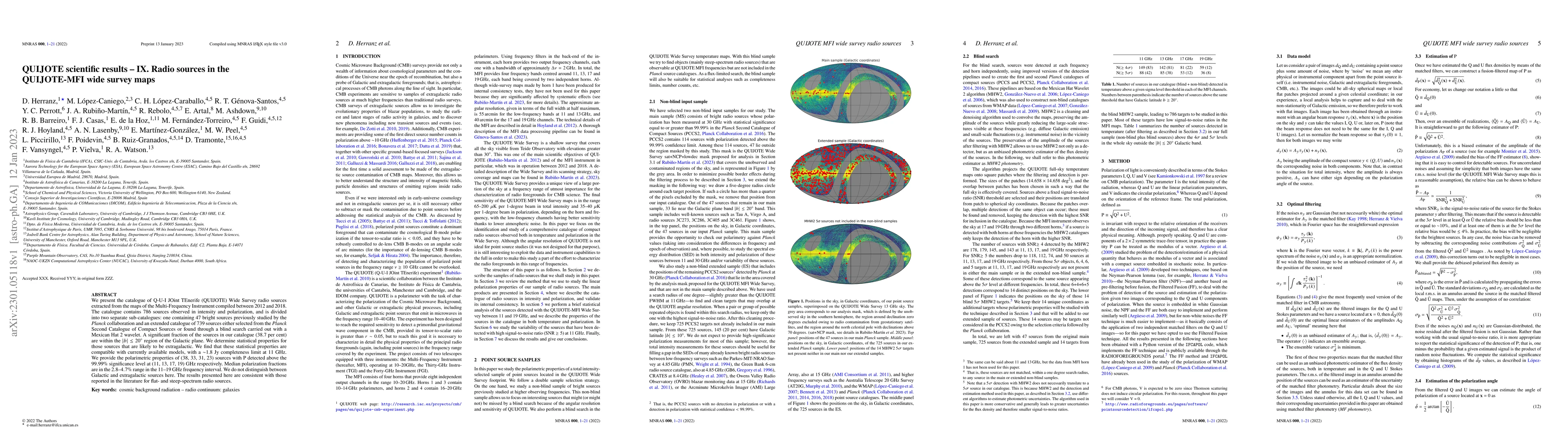 Thumbnail for QUIJOTE scientific results -- IX. Radio sources in the QUIJOTE-MFI wide
  survey maps
