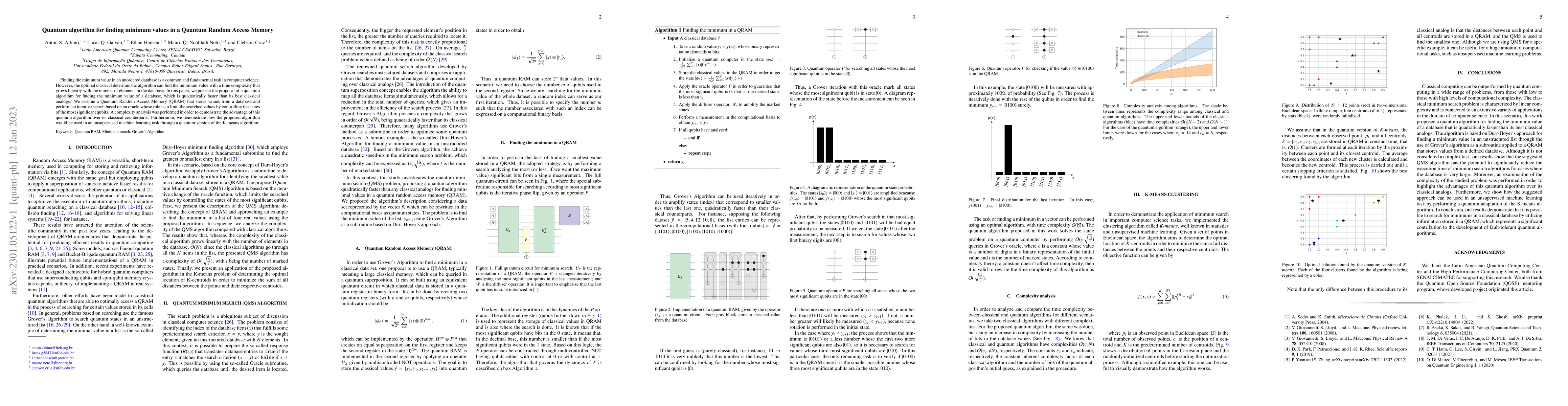Thumbnail for Quantum algorithm for finding minimum values in a Quantum Random Access
  Memory