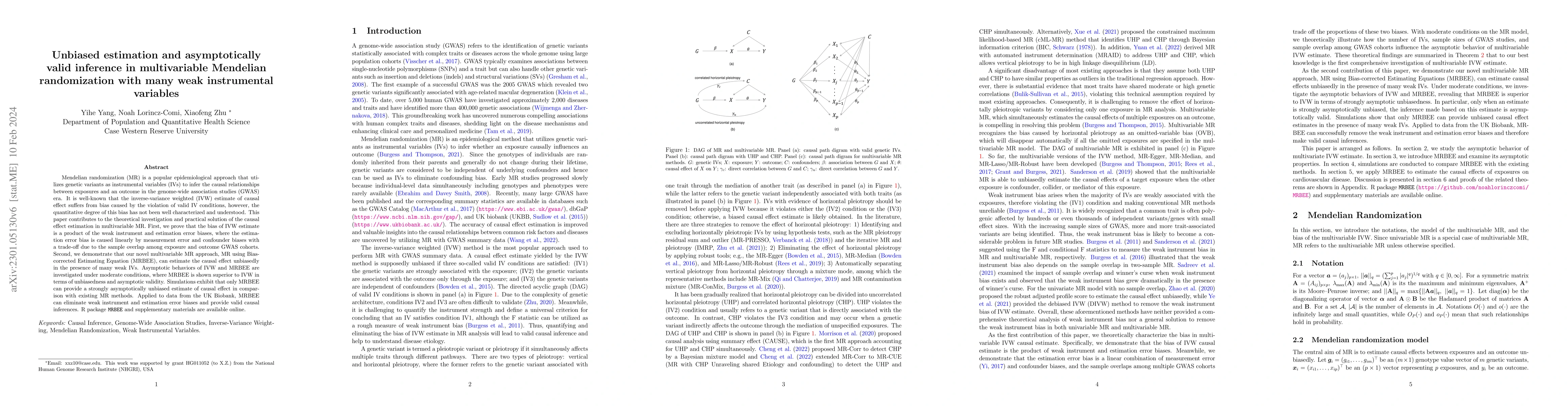 Thumbnail for Unbiased estimation and asymptotically valid inference in multivariable
  Mendelian randomization with many weak instrumental variables