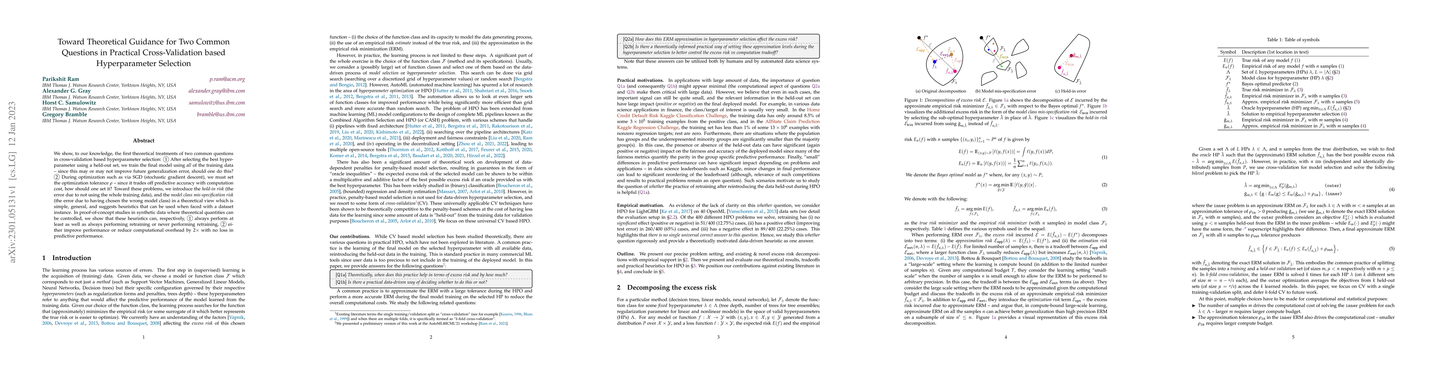 Thumbnail for Toward Theoretical Guidance for Two Common Questions in Practical
  Cross-Validation based Hyperparameter Selection