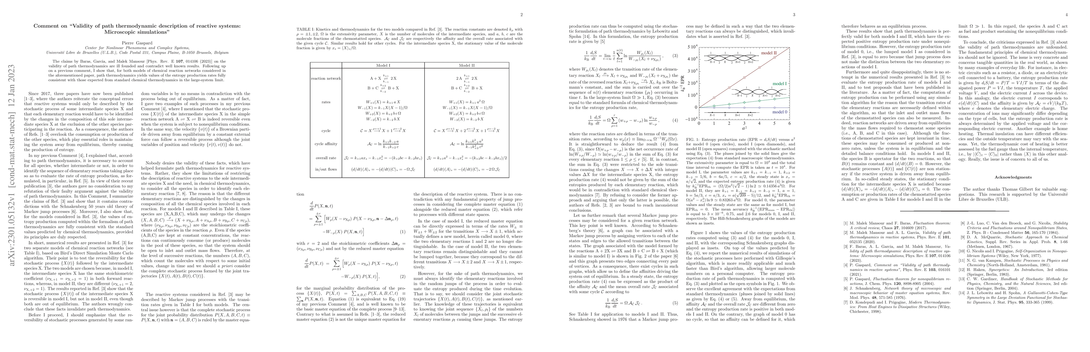 Thumbnail for Comment on "Validity of path thermodynamic description of reactive
  systems: Microscopic simulations''
