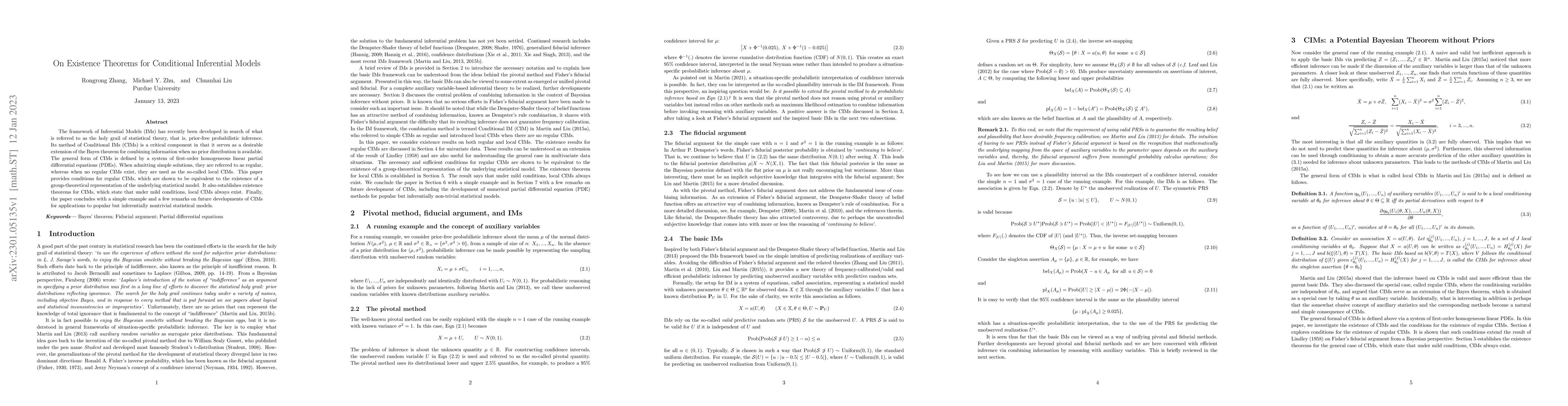 Thumbnail for On Existence Theorems for Conditional Inferential Models