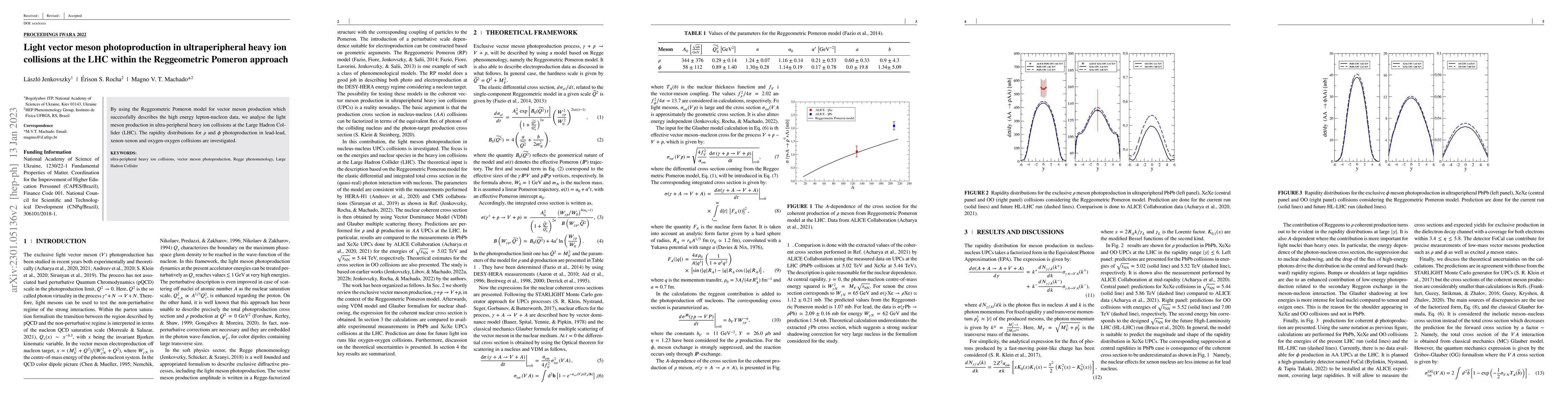 Thumbnail for Light vector meson photoproduction in ultraperipheral heavy ion
  collisions at the LHC within the Reggeometric Pomeron approach