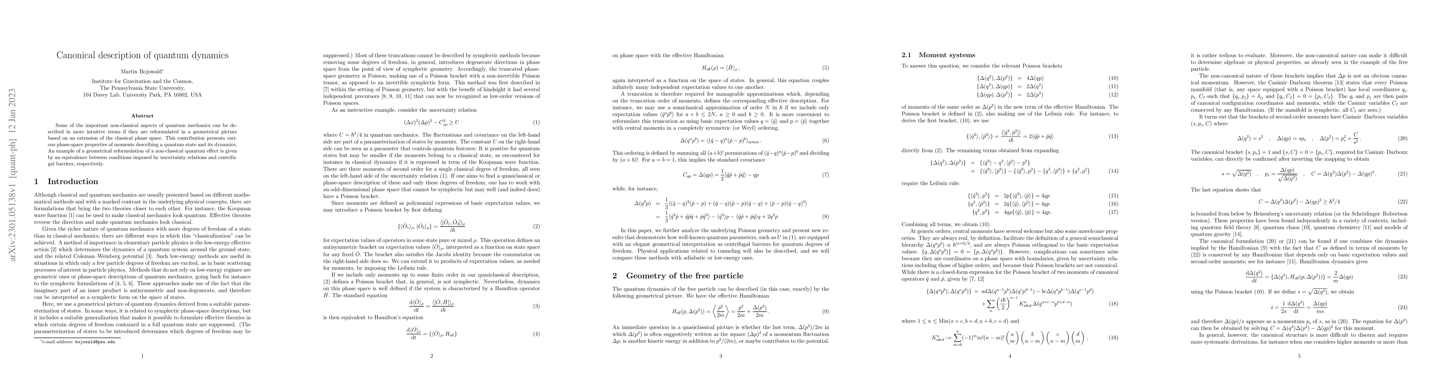 Thumbnail for Canonical description of quantum dynamics