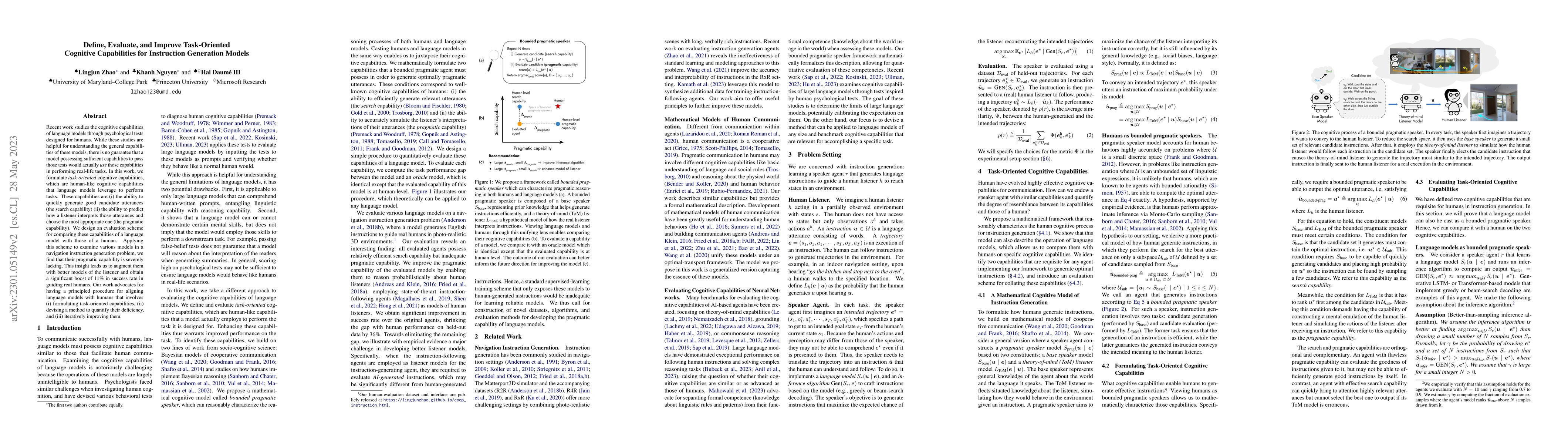 Thumbnail for Define, Evaluate, and Improve Task-Oriented Cognitive Capabilities for
  Instruction Generation Models