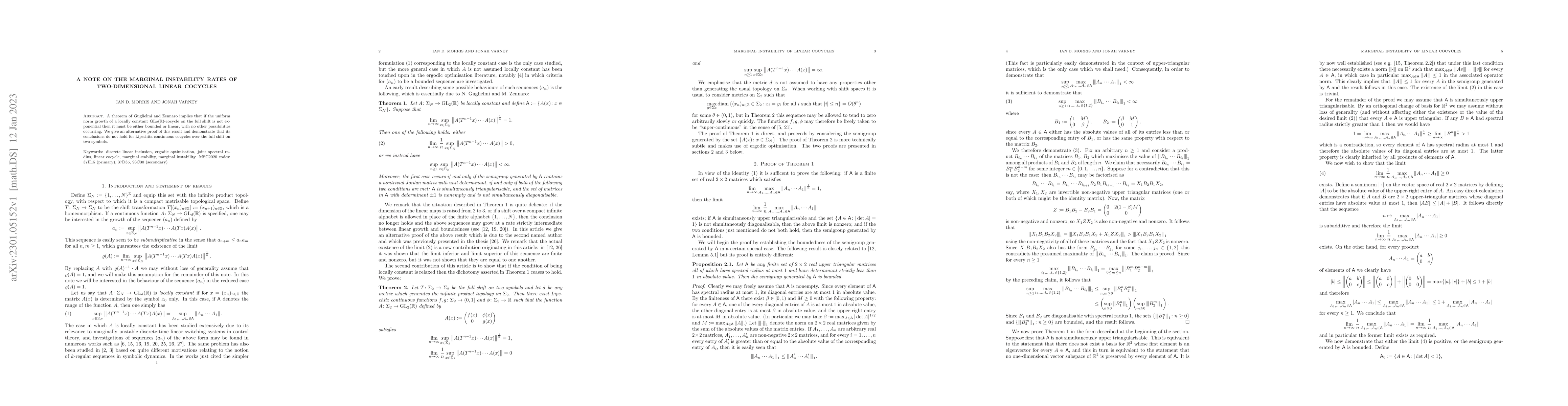 Thumbnail for A note on the marginal instability rates of two-dimensional linear
  cocycles