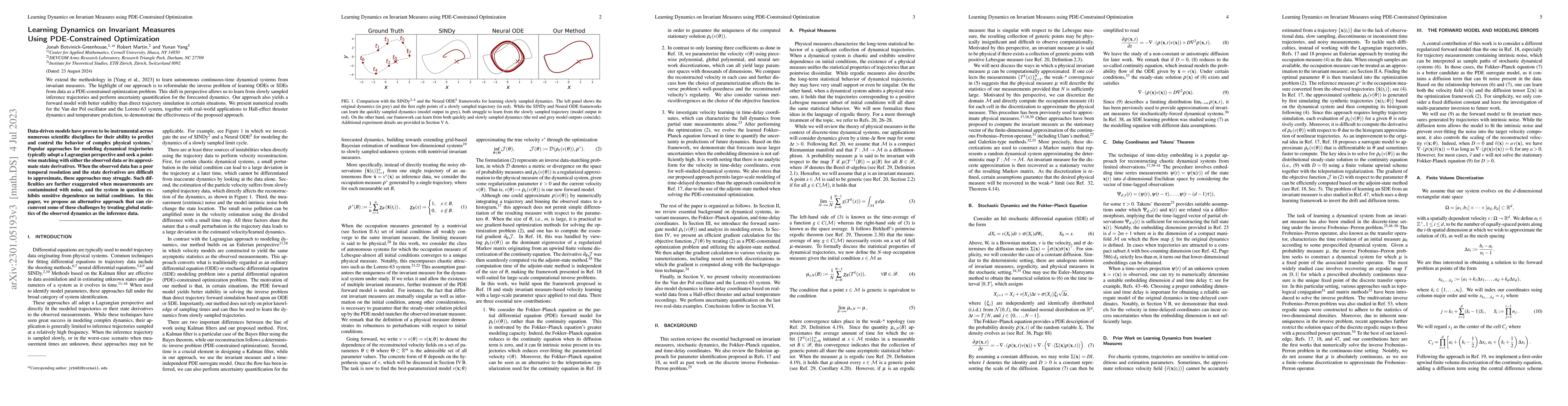 Thumbnail for Learning dynamics on invariant measures using PDE-constrained
  optimization