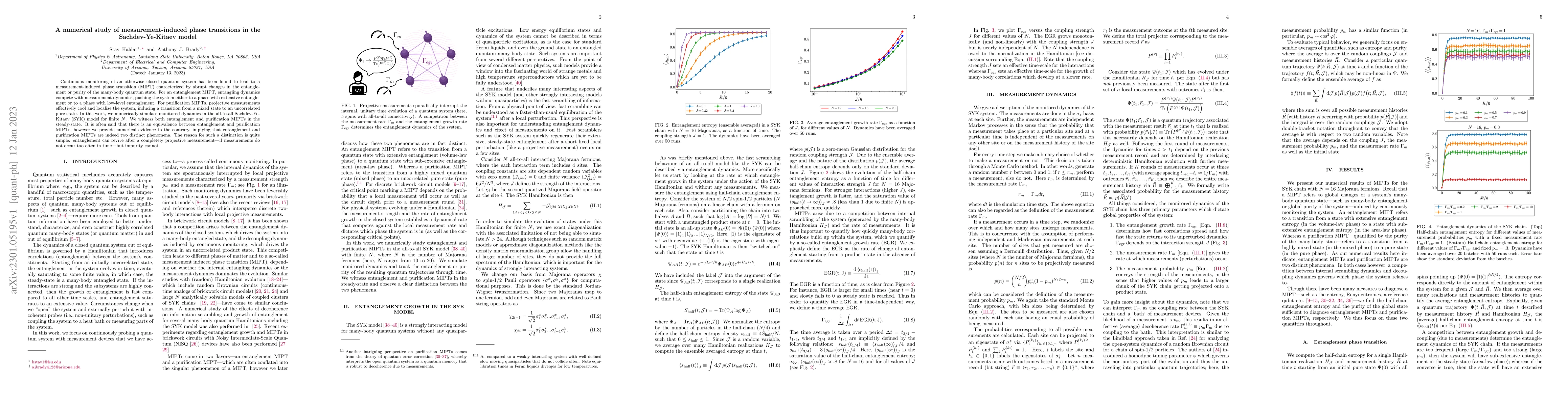 Thumbnail for A numerical study of measurement-induced phase transitions in the
  Sachdev-Ye-Kitaev model
