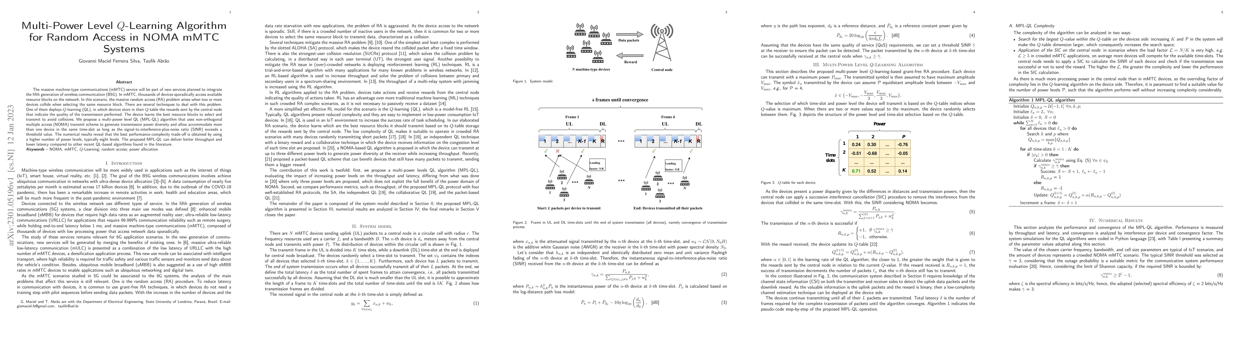 Thumbnail for Multi-Power Level $Q$-Learning Algorithm for Random Access in NOMA mMTC
  Systems